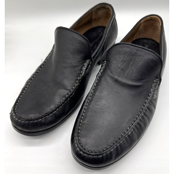 Johnston & Murphy Leather Slip-On Loafers Black | Memory Foam Sheepskin Shoes 9M Johnston Murphy Black Sheepskin Leather Slip On Dress Shoes  main image 3
